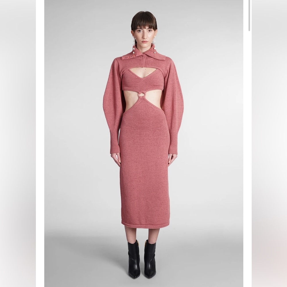 Cult Gaia Bank Cut-Out Knit Dress and Crop Sweater. Size XL